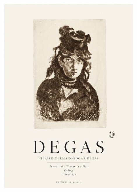 Edgar Degas Portrait of a Woman in a Hat No1 - Plakát