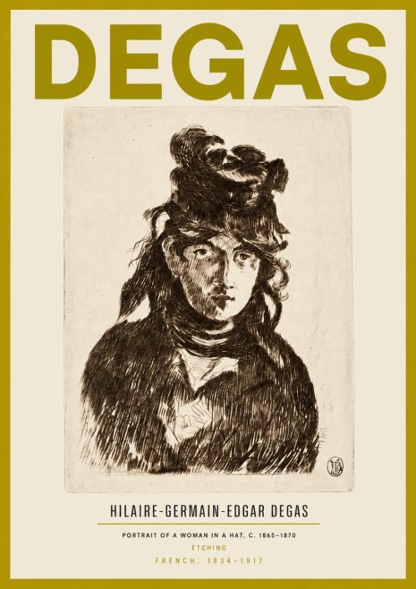 Edgar Degas Portrait of a Woman in a Hat No3 - Plakát