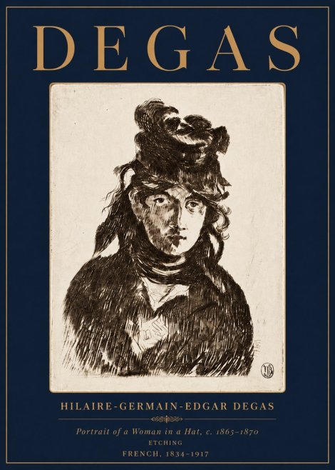 Edgar Degas Portrait of a Woman in a Hat No6 - Plakát
