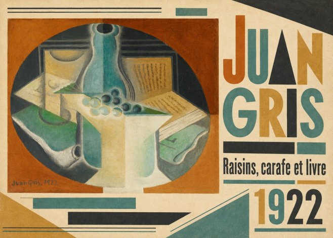 Juan Gris Raisins, Carafe Et Livre No4 - Plakát