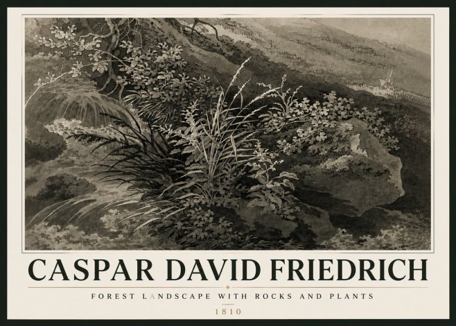Caspar David Friedrich Forest Landscape with Rocks and Plants No6 - Plakát
