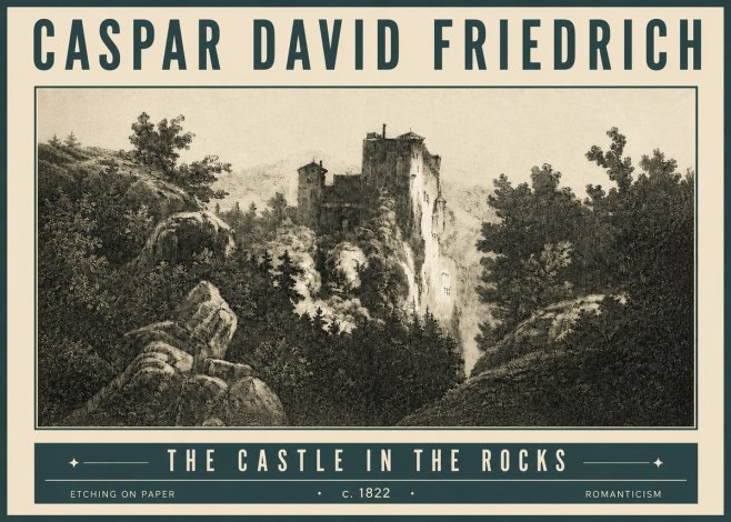 Caspar David Friedrich The Castle in the Rocks No4 - Plakát