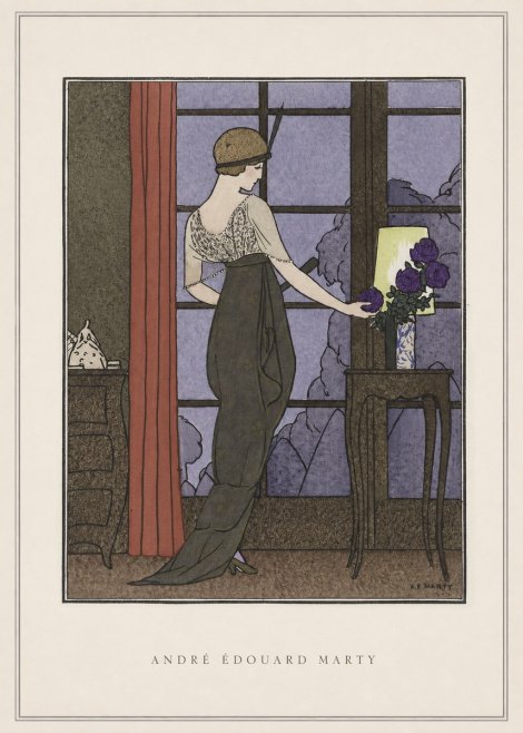 André Édouard Marty Lady at the Window with Roses No4 - Plakát