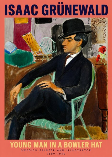 Isaac Grünewald Young Man in a Bowler Hat No2 - Plakát