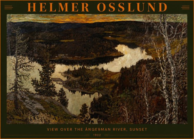 Helmer Osslund View over the Angerman River, Sunset No2 - Plakát