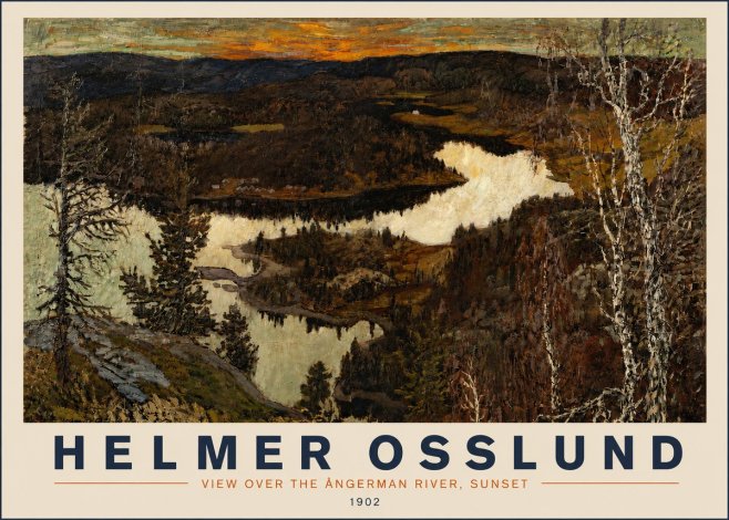 Helmer Osslund View over the Angerman River, Sunset No3 - Plakát
