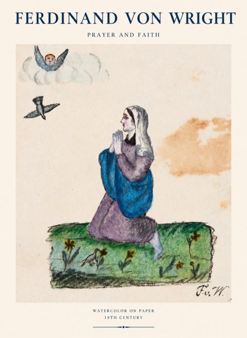 Ferdinand von Wright A Woman in Prayer No2 - Plakát
