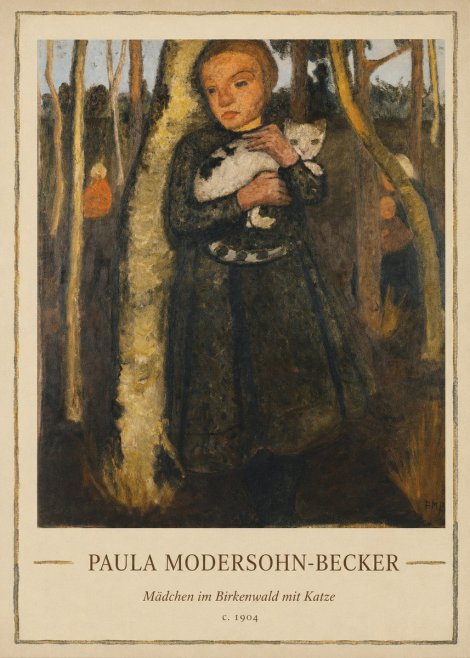 Paula Modersohn-Becker Mädchen Im Birkenwald Mit Katze No1 - Plakát