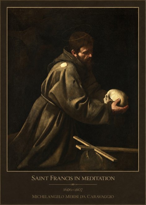 Michelangelo Merisi da Caravaggio Saint Francis in Meditation I No1 - Plakát