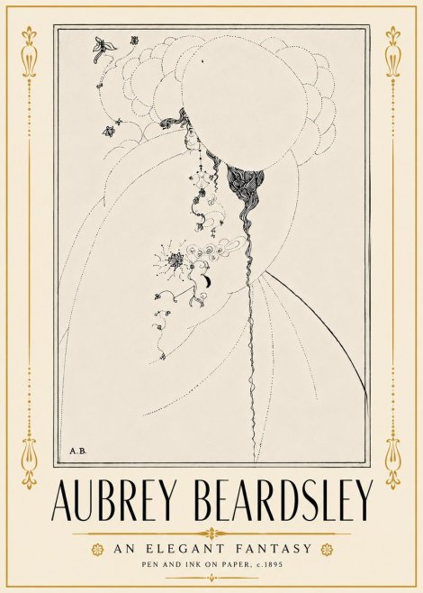 Aubrey Beardsley An Elegant Fantasy No5 - Plakát