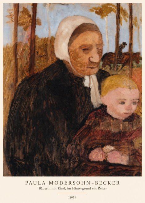 Paula Modersohn-Becker Bäuerin Mit Kind, Im Hintergrund Ein Reiter No6 - Plakát