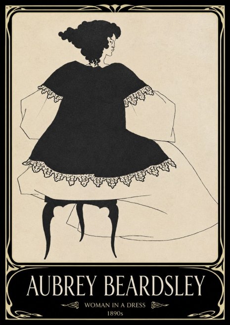 Aubrey Beardsley Woman in a Dress No1 - Plakát
