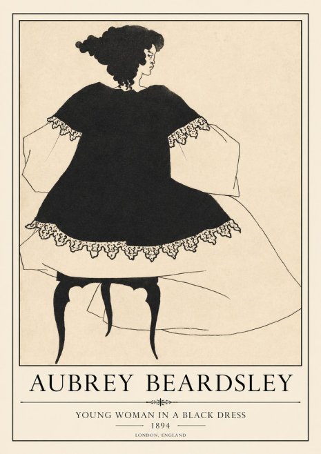 Aubrey Beardsley Woman in a Dress No2 - Plakát