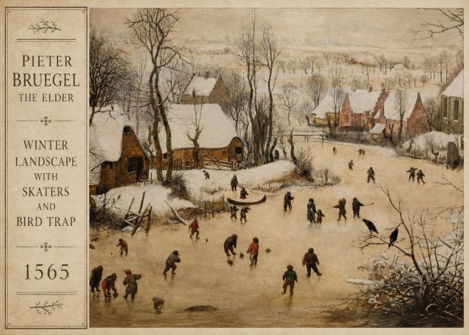 Pieter Bruegel Winter Landscape with Skaters and Bird Trap No2 - Plakát