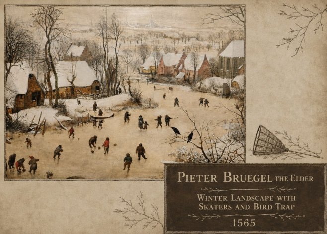 Pieter Bruegel Winter Landscape with Skaters and Bird Trap No5 - Plakát