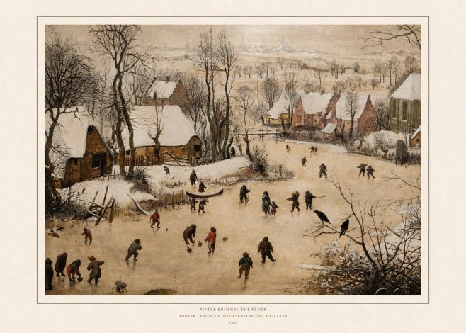 Pieter Bruegel Winter Landscape with Skaters and Bird Trap No6 - Plakát