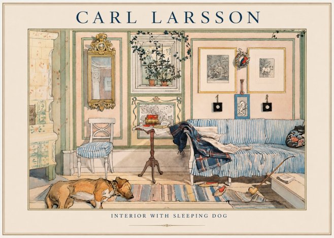 Carl Larsson Interior with Sleeping Dog No1 - Plakát