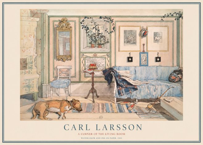 Carl Larsson Interior with Sleeping Dog No4 - Plakát