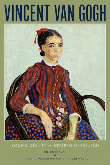 Van Gogh Young Girl in a Striped Dress, 1888 No6 - Plakát
