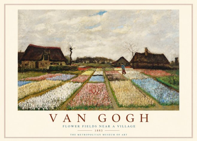 Van Gogh Flower Fields Near a Village No3 - Plakát