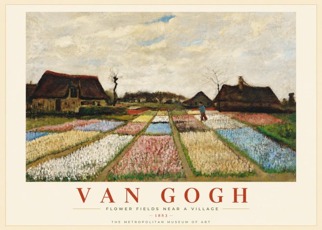 Van Gogh Flower Fields Near a Village No5 - Plakát