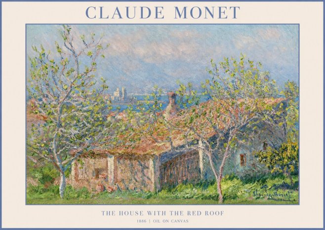 Monet The House with the Red Roof No1 - Plakát