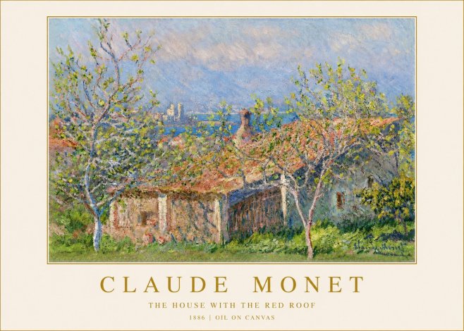 Monet The House with the Red Roof No2 - Plakát