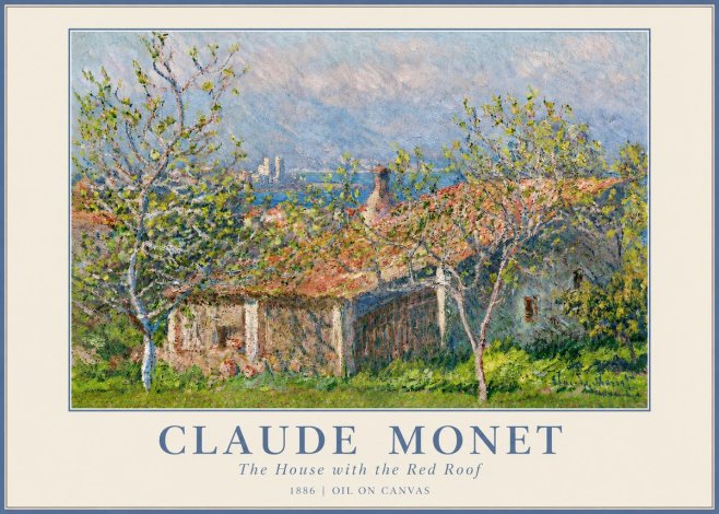 Monet The House with the Red Roof No3 - Plakát
