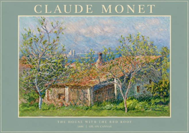 Monet The House with the Red Roof No4 - Plakát