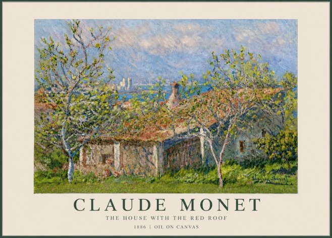 Monet The House with the Red Roof No6 - Plakát