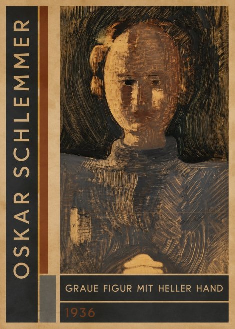 Oskar Schlemmer Graue Figur Mit Heller Hand No2 - Plakát