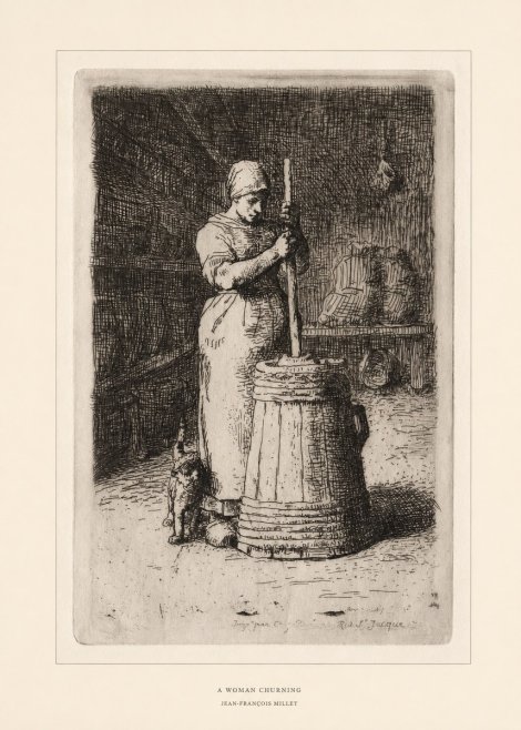 Jean-François Millet A Woman Churning No6 - Plakát