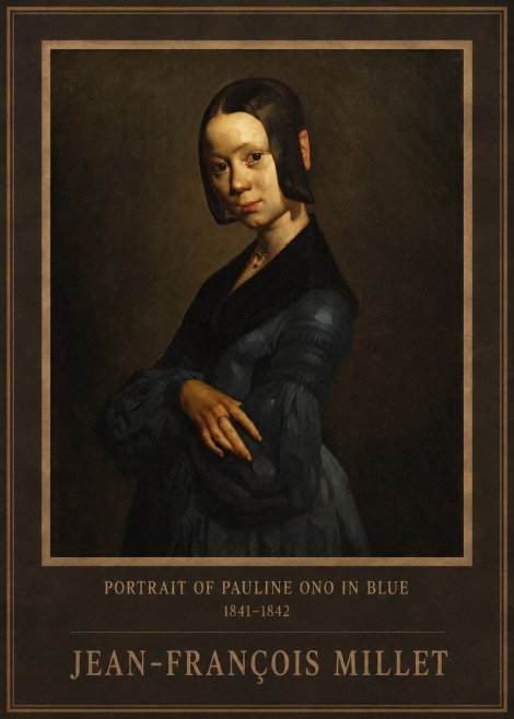 Jean-François Millet Portrait of Pauline Ono in Blue No1 - Plakát