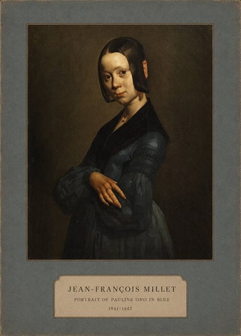 Jean-François Millet Portrait of Pauline Ono in Blue No2 - Plakát