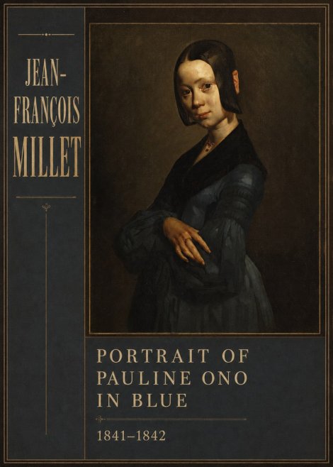 Jean-François Millet Portrait of Pauline Ono in Blue No3 - Plakát
