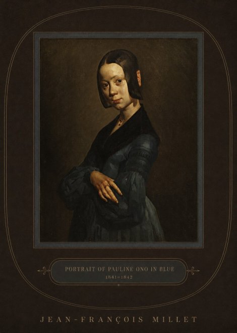Jean-François Millet Portrait of Pauline Ono in Blue No4 - Plakát