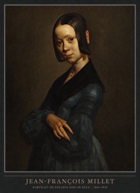 Jean-François Millet Portrait of Pauline Ono in Blue No6 - Plakát
