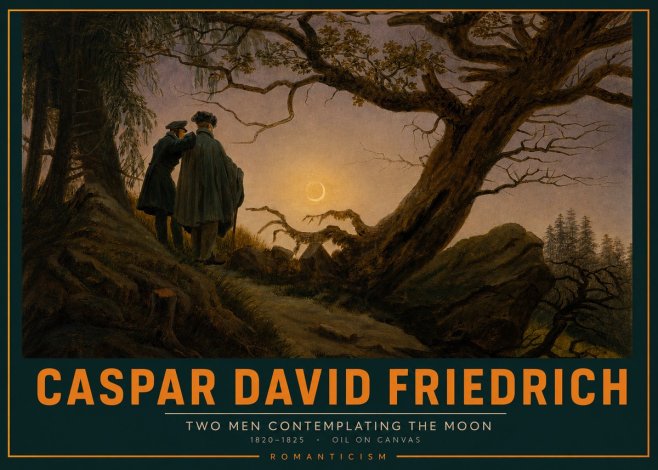 Caspar David Friedrich Two Men Contemplating the Moon II No2 - Plakát