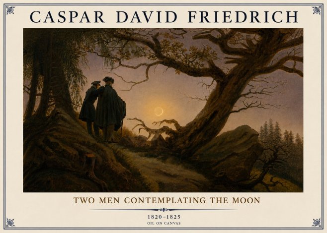 Caspar David Friedrich Two Men Contemplating the Moon II No6 - Plakát