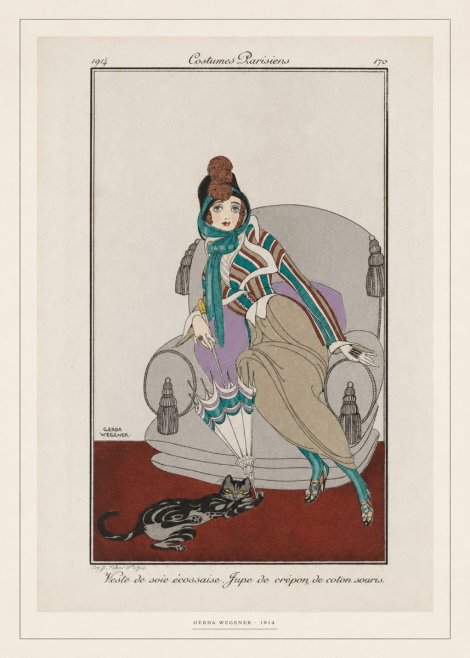 Gerda Wegener Veste De Soie Écossaise. Jupe De Crépon De Coton Souris. No6 - Plakát