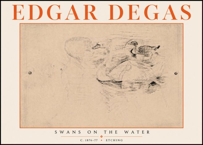 Edgar Degas Swans on the Water No5 - Plakát