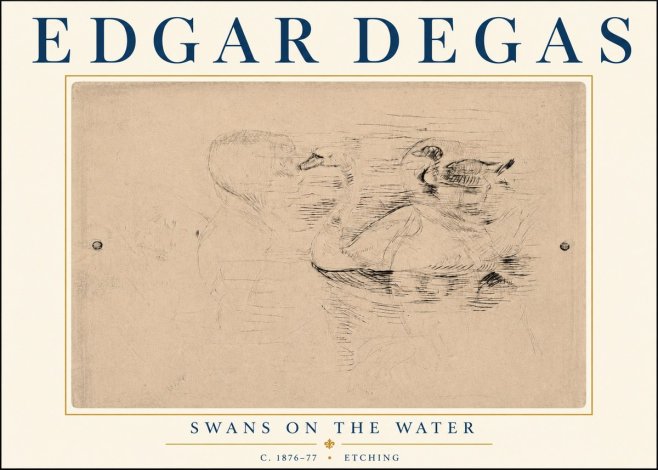 Edgar Degas Swans on the Water No6 - Plakát