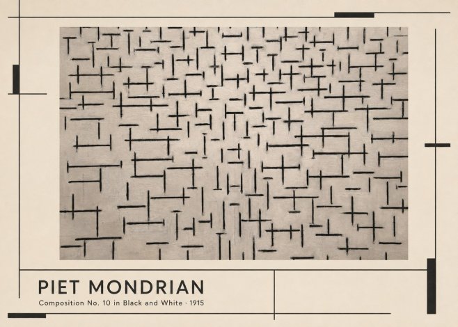 Piet Mondrian Composition No. 10 in Black and White No1 - Plakát