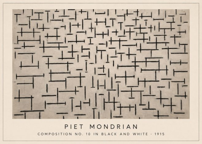 Piet Mondrian Composition No. 10 in Black and White No3 - Plakát