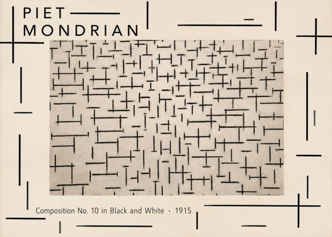 Piet Mondrian Composition No. 10 in Black and White No4 - Plakát