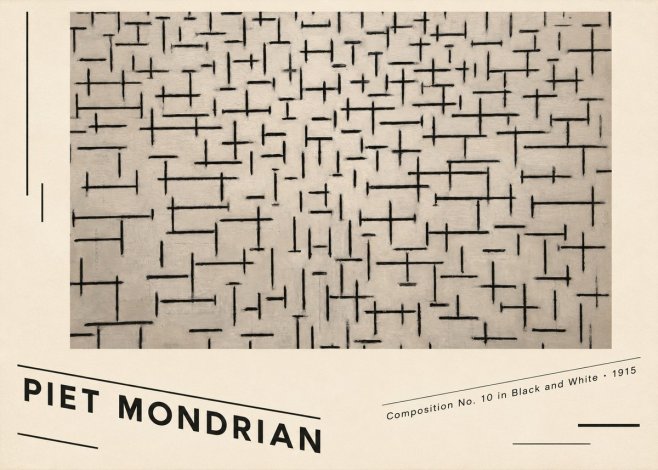 Piet Mondrian Composition No. 10 in Black and White No6 - Plakát