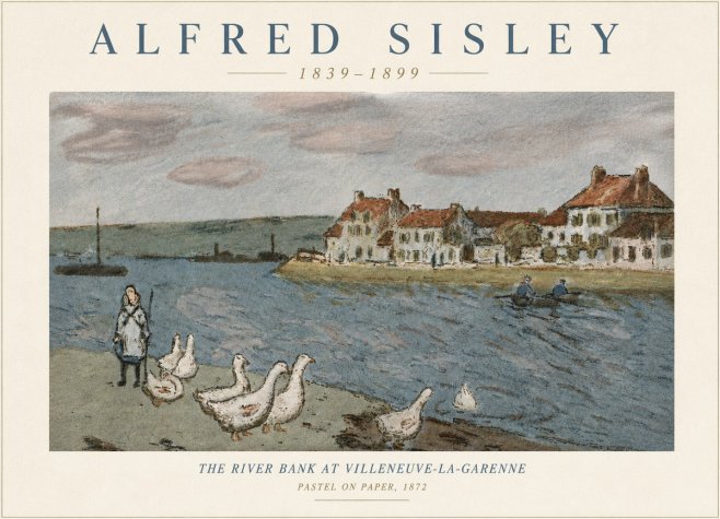 Sisley The River Bank at Villeneuve-la-garenne No6 - Plakát