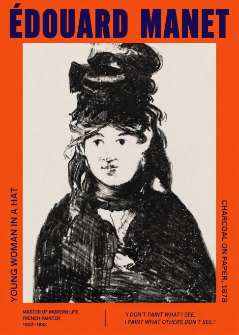 Édouard Manet Young Woman in a Hat III No2 - Plakát