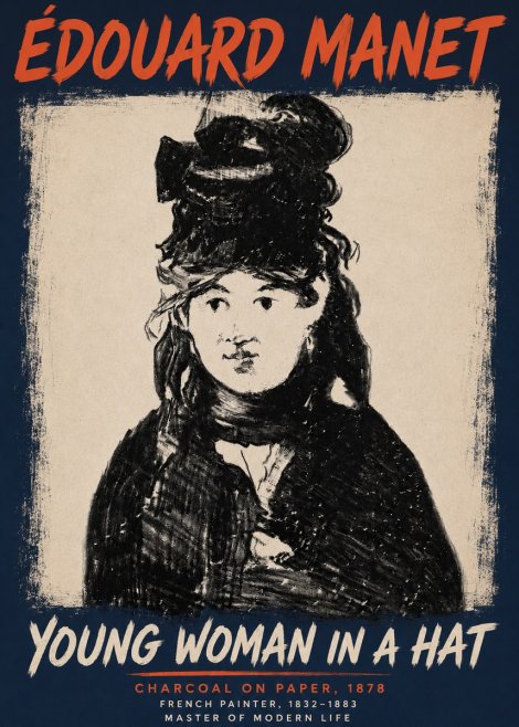 Édouard Manet Young Woman in a Hat III No4 - Plakát