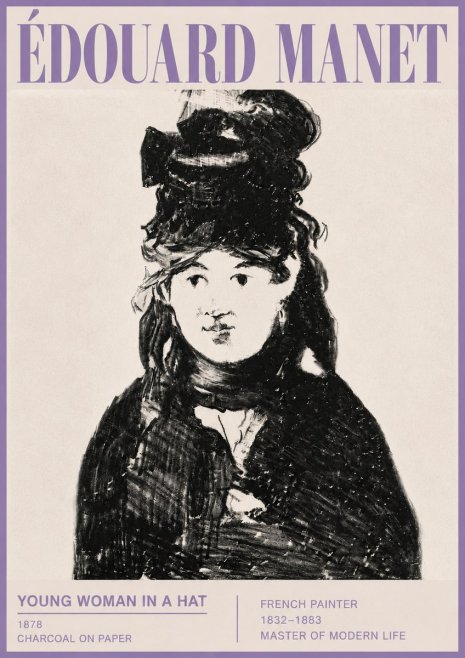 Édouard Manet Young Woman in a Hat III No5 - Plakát
